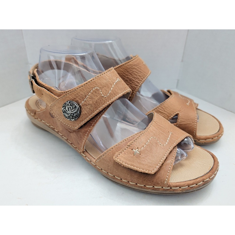 Josef Seibel Airped Plus Slingback Tan Sandals US 8-8.5 EU 39 Leather Open Toe